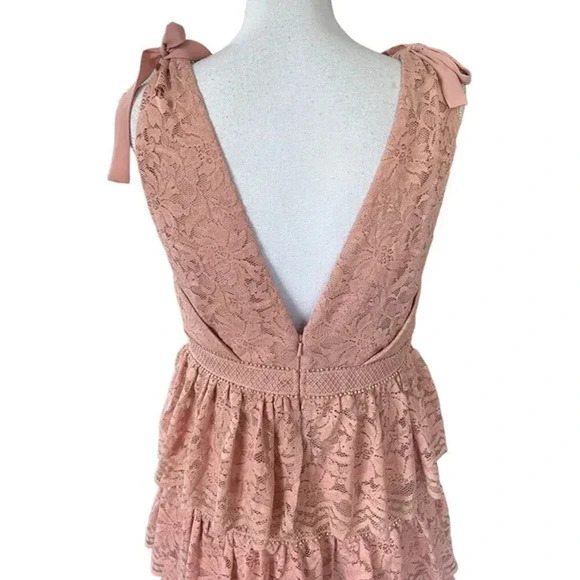 Bardot Roxie Sleeveless Tiered Lace Pink Mini Dress Size 10 - Picture 8 of 10